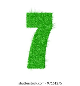 3D number 7 - from my natural green grass number collection - vector illustration