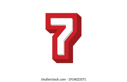 Logotipo 3D Número 7 Red Moderno Cool