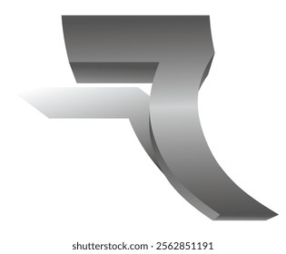 3D number 7. Set of liquid-style numbers for birthdays, bonuses, New Year, and promotions. Vector illustration in gray tones.