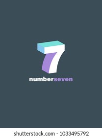3D Number 7 seven vector template.
