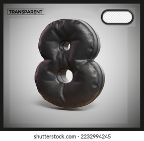 3D número 8 balón cuero negro