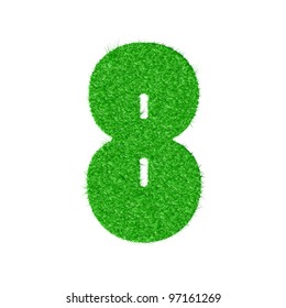 3D number 8 - from my natural green grass number collection - vector illustration