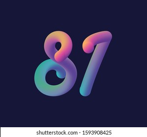 3D number 81 multi colour gradient digit icon vector template.