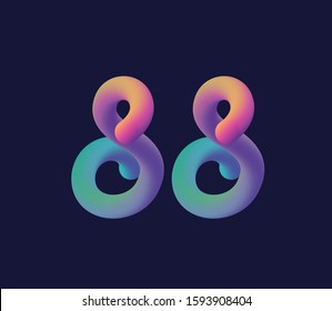 3D number 88 multi colour gradient digit icon vector template.