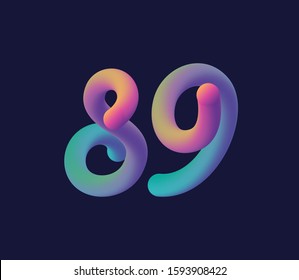 3D number 89 multi colour gradient digit icon vector template.