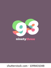 3D Number 93, Digit ninety three vector template.