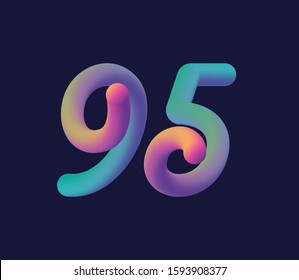 3D number 95 multi colour gradient digit icon vector template.