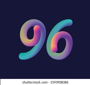 3D number 96 multi colour gradient digit icon vector template.