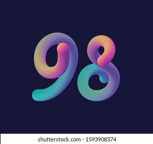 3D number 98 multi colour gradient digit icon vector template.