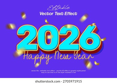 3D Number bold 2026 with vector text effect