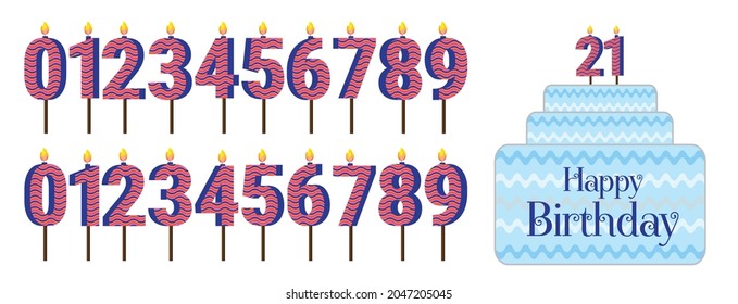 3D number candle with light and stick for happy birthday greeting designs ,greeting cards