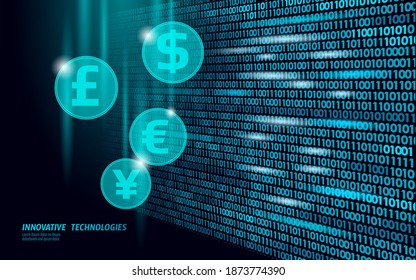 3D number data flow online market finance deal. E-commerce web trade. Success web network low poly banner. Polygonal international internet connection vector illustration
