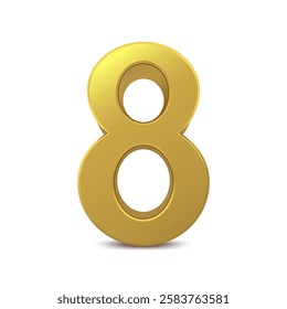 3d Number Eight golden color for 8 March, International Women's Day card.