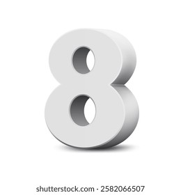 3d Number Eight White color for 8 March, International Women's Day card.