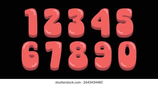 3D Number font. Beautiful elegant numerals. Vintage and old school retro typographic. Vector Illustration numbers