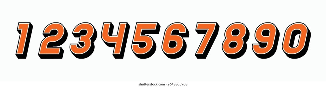 3D Number font. Beautiful elegant numerals. Vintage and old school retro typographic. Vector Illustration numbers.