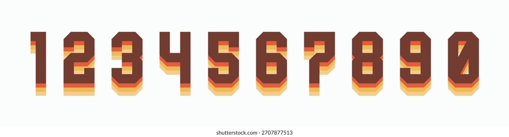 3D Number font. Beautiful elegant numerals. Vintage and old school retro typographic. Vector Illustration numbers.