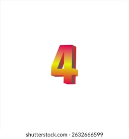 3D Number four in Gradient Colors