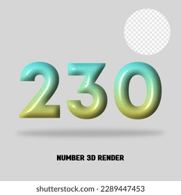 3D number gradient tosca yellow color