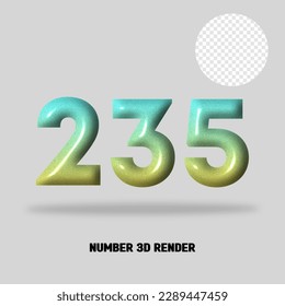 3D number gradient tosca yellow color