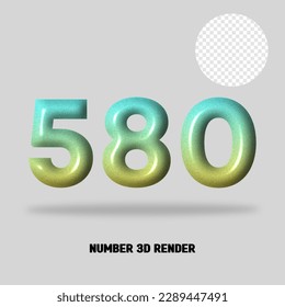 3D number gradient tosca yellow color
