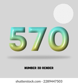 3D number gradient tosca yellow color