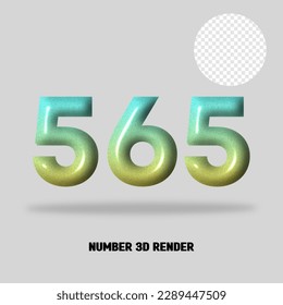 3D number gradient tosca yellow color