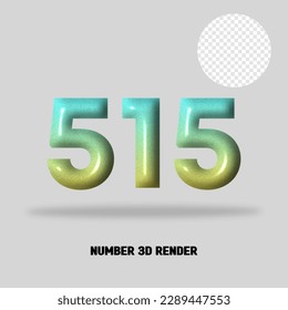 3D number gradient tosca yellow color