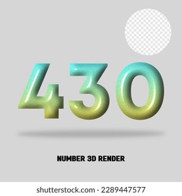 3D number gradient tosca yellow color