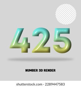 3D number gradient tosca yellow color