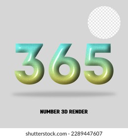 3D number gradient tosca yellow color