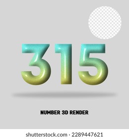 3D number gradient tosca yellow color