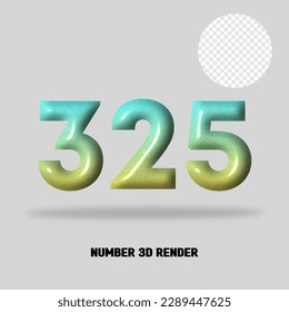 3D number gradient tosca yellow color
