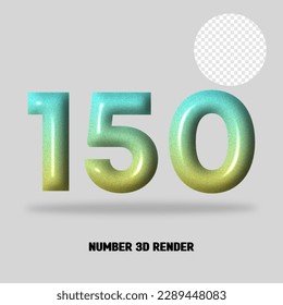 3D number gradient tosca yellow color