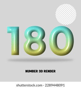3D number gradient tosca yellow color