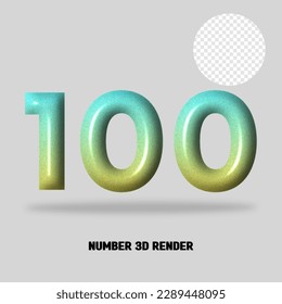 3D number gradient tosca yellow color