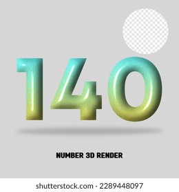 3D number gradient tosca yellow color