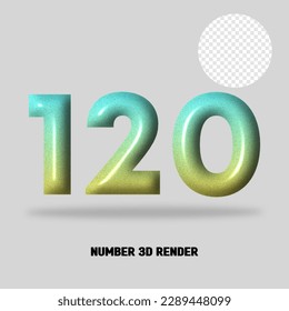 3D number gradient tosca yellow color