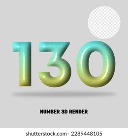 3D number gradient tosca yellow color