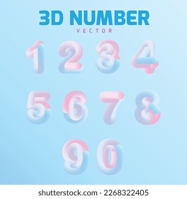 3D Number Gradient Vector Illustration