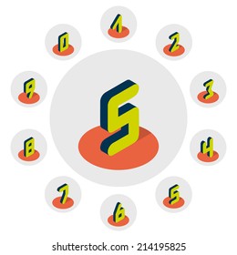 3D number icons. Vector set. Can be used for advertising and web design.