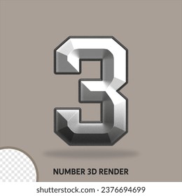 3D number with metal style