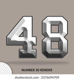 3D number with metal style