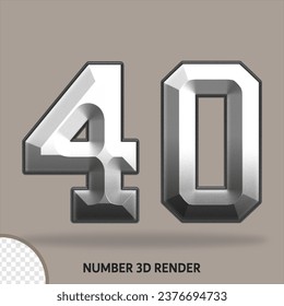 3D number with metal style
