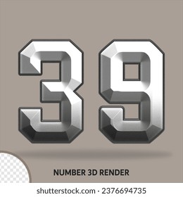 3D number with metal style