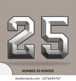 3D number with metal style