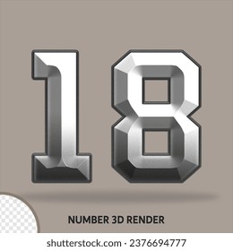 3D number with metal style