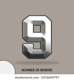 Número 3D con estilo metálico