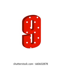 3d number nine red funny cute Sign isolated white background