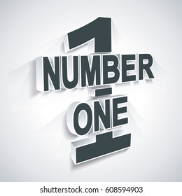 3D number one, vector illustration.